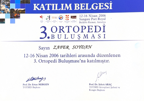 Profesyonel Sertifika - Doç. Dr. Zafer SOYDAN