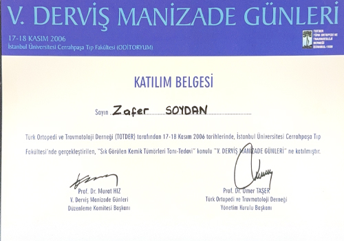 Profesyonel Sertifika - Doç. Dr. Zafer SOYDAN