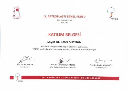 Profesyonel Sertifika - Doç. Dr. Zafer SOYDAN